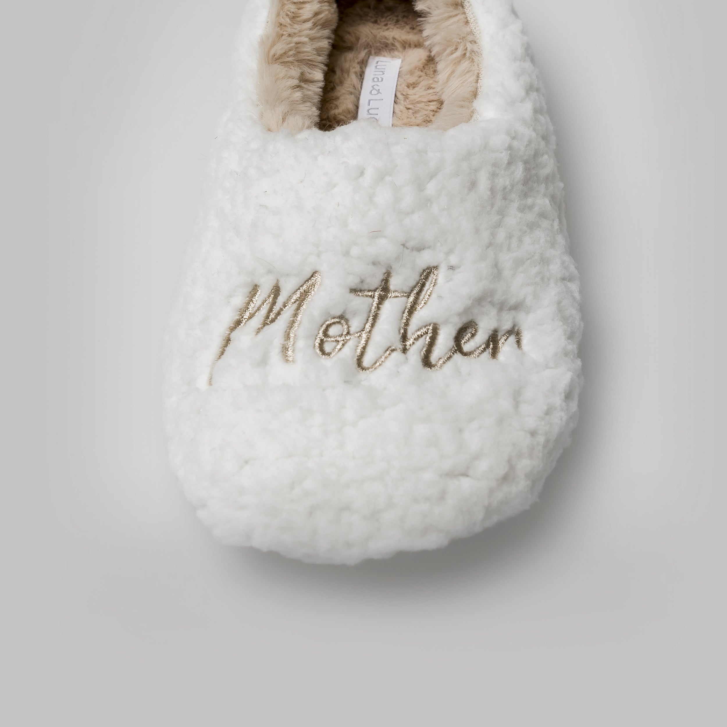 Ladies Cream Phoelia 'Mother' Embroidered Slipper