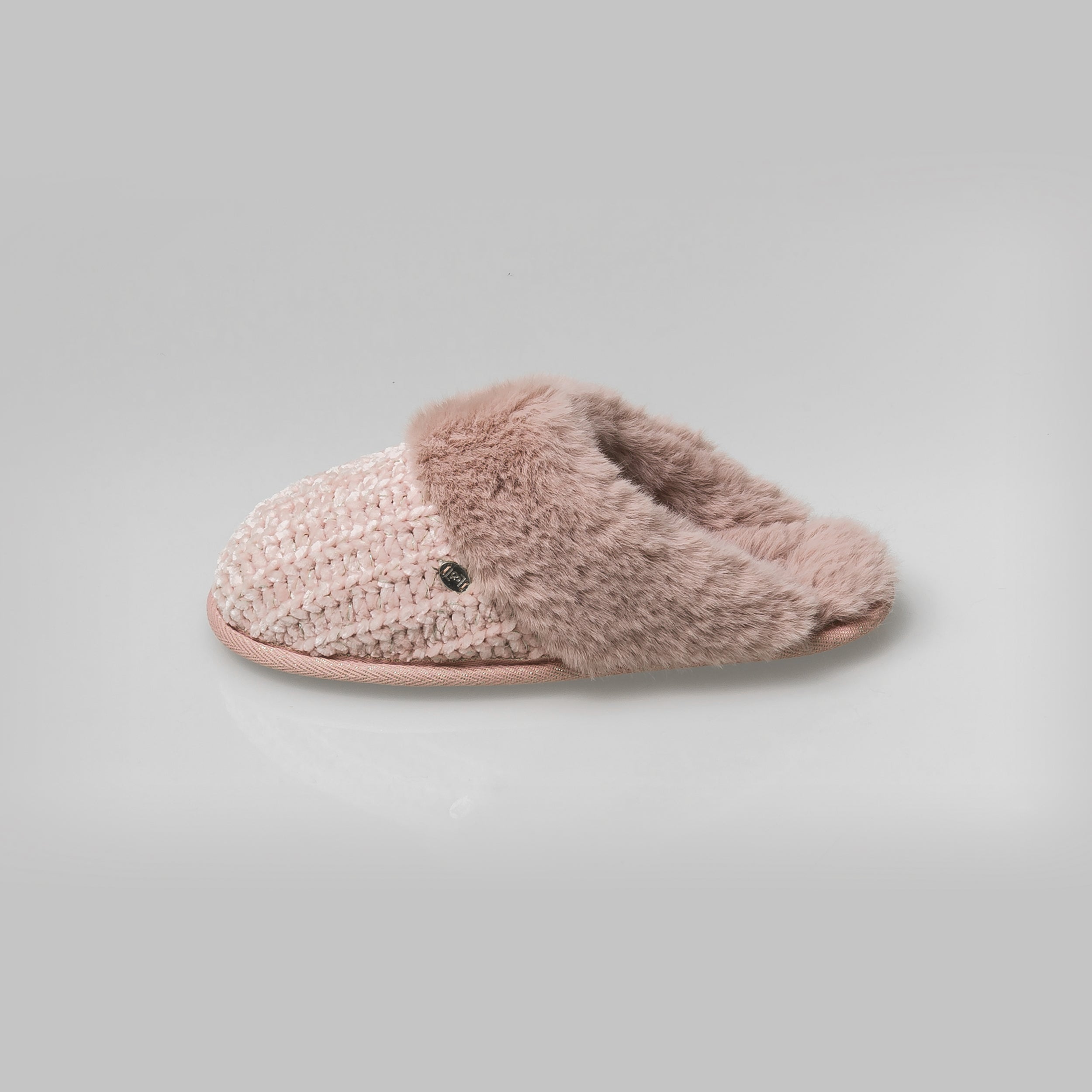 Ladies Pink Alya Knit Mule Slipper
